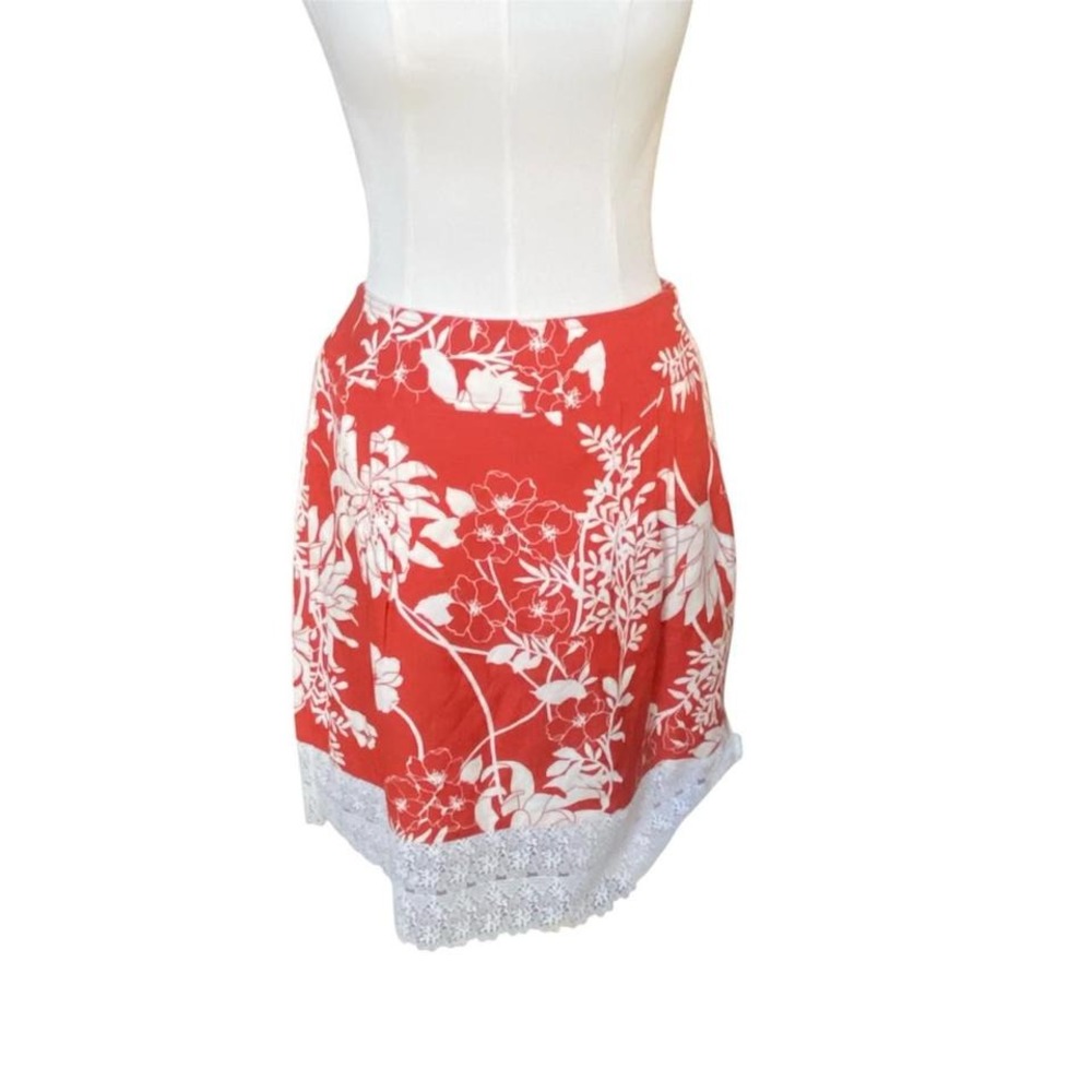 Anne Taylor island floral lace eyelet trim skirt orange and white‎ size 4 petite